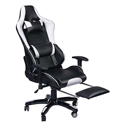 Hifeel Silla de Oficina ergonómica para Juegos con reposapiés Resistente para Videojuegos, Silla de Oficina con Altura Ajustable, reclinable multifunción con reposacabezas y Soporte Lumbar