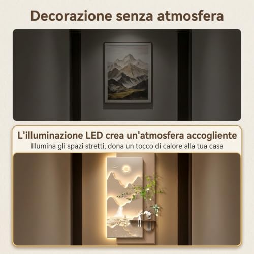 3D LED Wall Art with Sandstone Sculpture,Landscape Wall Decor with Vase