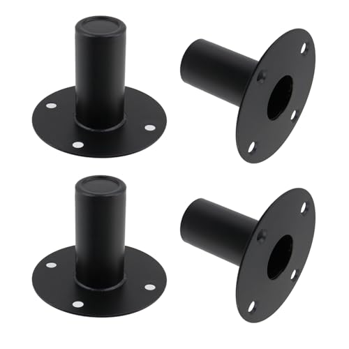 Support de haut-parleur noir T Tulead en fer 10,6x9,6 cm | Lot de 4 avec vis