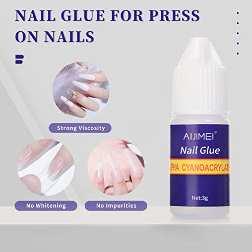 Aijimei Nail Glue For Acrylic Nails False Nail Glue Nail Glue For Press On Nails Press On Nail Glue Nails Glue Nail Glue Gel Gel Nail Glue False Nail Tips 10Pcs Super Strong Nail Glue #TOP2