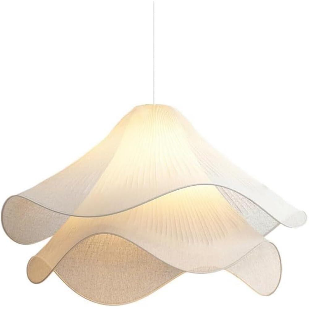 Minimalist Pleated Wavy Fabric Pendant Light Modern Adjustable Rope Hanging Lighting Aesthetic Warm Atmosphere Pendant Lamp for Dining