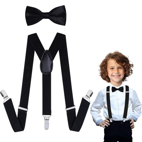 Kids Suspenders,Suspenders for Boys,Kids Bow Tie,Bow Ties for Boys,Toddler Bow Tie,Boys Suspenders,Boys Tie,Baby Suspenders,Boys Suspenders and Bow Tie Set,Nerd Costume for Kids,Kids Suspenders Black