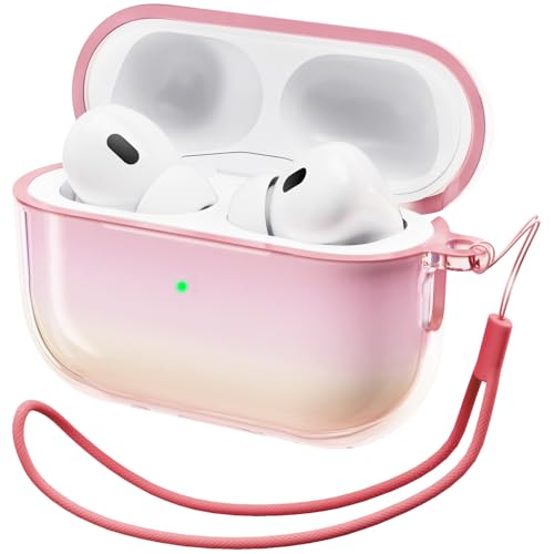 ORNARTO Cover per AirPods pro 2 (2022/2023) Colorate, Protezione per AirPods pro 2 Generation [con Laccio], Custodia Airpods Pro 2 [Protezione Completa]-Fucsia