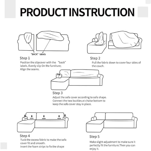 ShowyLive Sofa Überzug Couch Überzug 2er Set für Ecksofa L-Form Sofabezug 2 Sitzer+3 Sitzer, mit 2 Stück Kissenbezug, Hellgrau