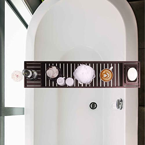 Budfay Bathtub Tray - Foldable Premium Bamboo Bath Tray - Bath Tub Tray Table With Wine Glasses, Tablets, Cell Phones, Books Stand (Brown) #TOP6