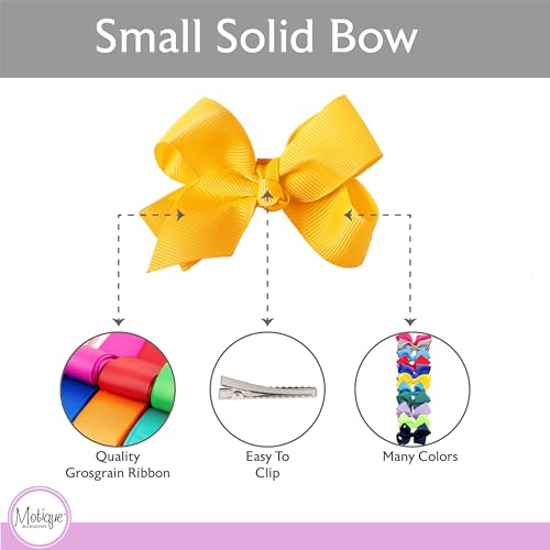 Image of Small Solid Bow for Girls - Set of 12 (Yellow)