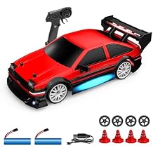 124 Scale RC Drift Car, 30KM/H 4WD 2.4GHz Remote Control Cars with LED Light, Racing and 4 Drifting Wheels, High Speed RC Racing Cars Perfect Toy Gift for Teen Adults