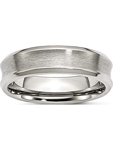 Chisel Stainless Steel Concave Beveled Edge 6mm Brushed/Polished Band (Width=6)