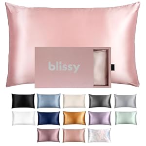 Blissy Silk Pillowcase – 100% Pure Mulberry Silk – 22 Momme 6A High-Grade Fibers – Silk Pillow Cover for Hair & Skin – Regular, Queen & King (Pink, Standard)