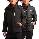 Reebok Boys' Winter Coat – Waterproof Softshell Jacket with Removable Puffer Parka – System Ski Jacket for Boys (8-20), Size 8, Black