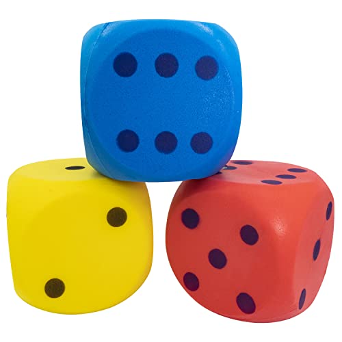 Idena 40227 - Softwürfel 3-fach sortiert, ca. 15 cm Blau, Gelb oder Rot (Auswahl nicht möglich), Schaumstoffwürfel für dauerhaften Spielspaß