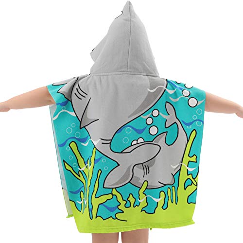 Image of NovForth Kids Beach Towel for Boys Girls, Shark Hooded Bath Towel Wrap, Toddler Pool Towel with Hood