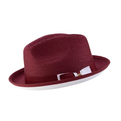 MONTIQUE Men's Two-Tone Braided Fedora Hat | Lightweight Polyeste...