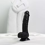 Realistic Huge Dildo Dong Thick Big Penis Body-Safe Material Strong Suction Cup Ultra Soft Lifelike Thick Anal Dildo G spot Anal G-spot SexToy for Women (Black)