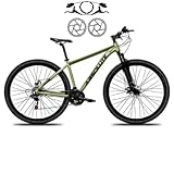 Bicicleta Aro 29 Absolute Nero 5 21V MTB Aluminio Freio Hidráulico Suspensão 80mm Unissex (Oliva, 17)