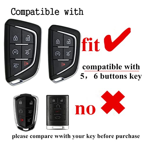 Avgardcat Tpu Key Fob Cover Compatible With Cadillac 2020 2022 Ct5 Ct6 Xts Xt4 Xt5 Xt6 Ats Escalade Esv Accessories Keychain (Black) #TOP1