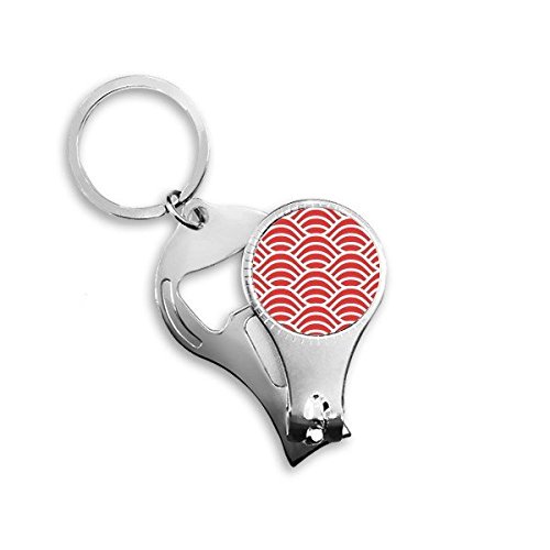 Porte-clés motif vagues japonaises avec coupe-ongles et décapsuleur intégré