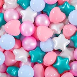 Heopeis 200pcs Star Heart Ball Pit Balls, Mermaid Colors Crush Proof Plastic Play Toys, Non-Toxic Ocean Balls for Kids Ball Pits, Play Tent, Party Indoor Outdoor, 200pcs.
