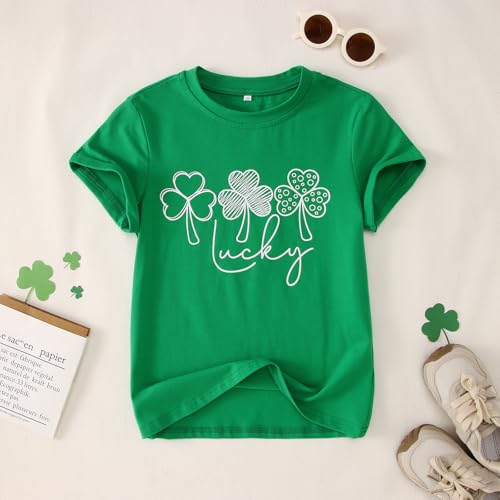 Image of CM C&M WODRO Boy Girl St. Patrick's Day T-Shirt Kid Lucky Clover Short Sleeve Shirt Funny Irish Shamrocks Tee Tops