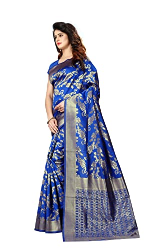 Image of C J Enterprise Women's Pure Kanjivaram Silk Saree Soft Saree Banarasi Style New Sadi With Blouse Piece For Wedding (Pari37-11) (Royal Blue)