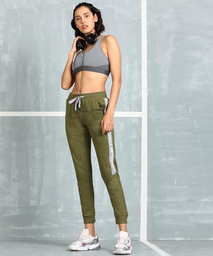 Image of Alan Jones Clothing Women's High Rise Solid Slim Fit Joggers Track Pant