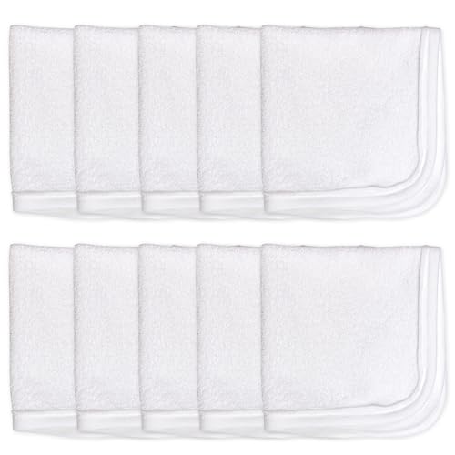 Image of HonestBaby Terry Wash Cloths in Gift Box 100% Organic Cotton for Infant Baby Boys,Girls,White,One Size,10 Count (Pack of 2)