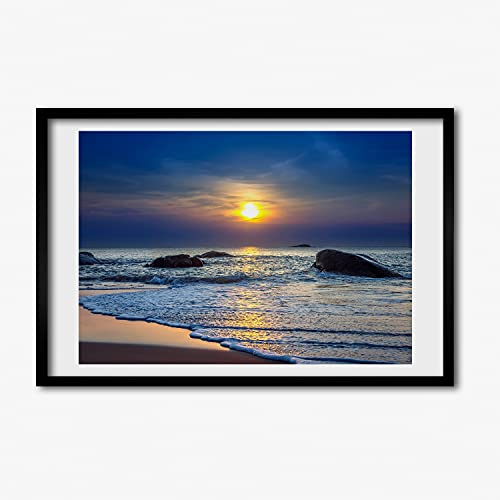 Tableau peinture décoratif Tulup 60x40 cm avec cadre en MDF finitions bois de haute qualité