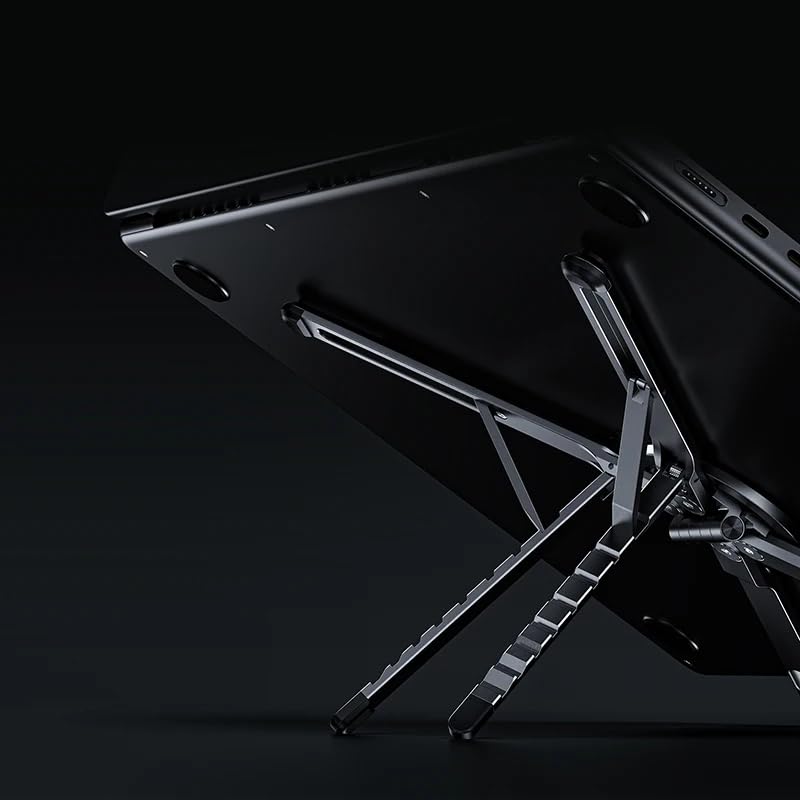 Image of Travel Portable Magnetic Phone Tripod Stand Aluminium Foldable Compatible with Laptops Tablets and Mobile Phones Multi-Angle, Multi Purpose, Adjustable Height & Tilt.