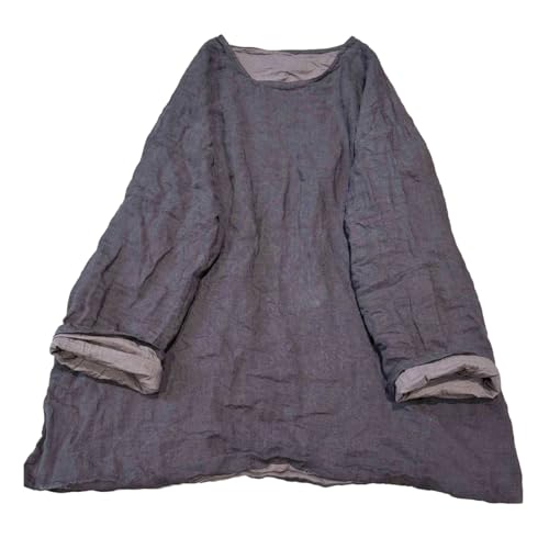 NFYM Women's Linen Tunic Double-Layer Pullover Mid-Length Layering Top Loose