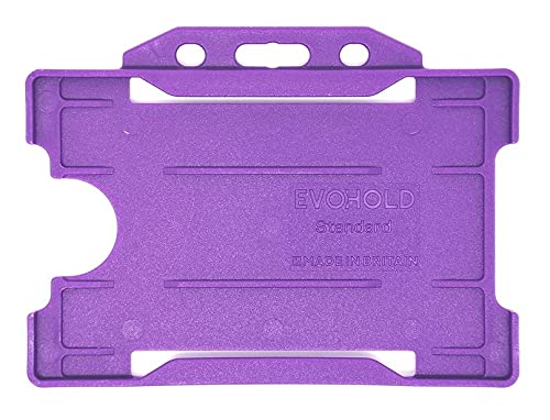 Identity-Plus: Purple Rigid Open Faced Landscape ID Card Badge Pass Holder (50)