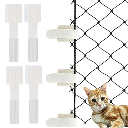 EBHO 50 Pièces Crochet Filet Chat Crochets adhésifs extérieur, Filet de sécurité pour Chat, Protection Balcon sans percer, Balcon, Protection fenetre