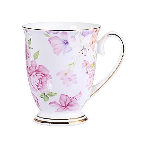 AWHOME Royal Fine China Coffee Mug Assorted Colors Tea Cup 11 oz (1, Pink) Cover