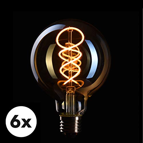 CROWN LED 6x Edison Gloeilamp - E27 lamp - Dimbare lamp - 4 W, Warm Wit 230 V, EL19 - Vintage Lamp in Retro/Antieke Look… - Afbeelding 4