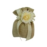 flores en tela yute  Recuerdo de boda y boda con saquito de yute flor de tela crema