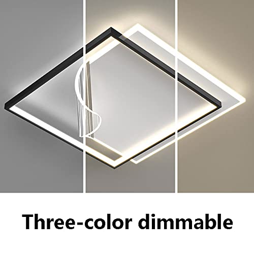 Plafonnier LED dimmable carré 57W noir pour éclairage de salon - 7