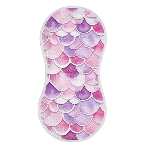xigua Watercolor Mermaid Scales Baby Burp Cloths for Newborn Boys and Girls 2 Pack, Soft & Absorbent Cotton Baby Burp Cloth, Baby Washcloths, Newborn Towel, Burp Rags