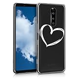kwmobile Case kompatibel mit Sony Xperia 1 - Hülle Silikon transparent Herz Brush Weiß Transparent