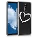 Produktbild kwmobile Case kompatibel mit Sony Xperia 1 - Hülle Silikon transparent Herz Brush Weiß Transparent