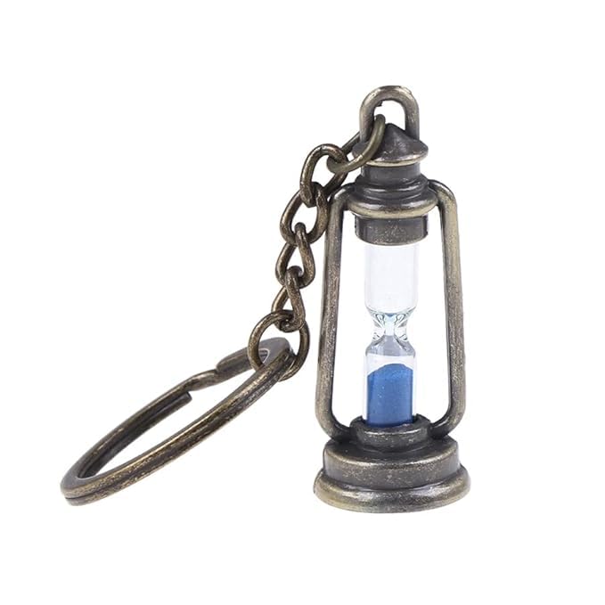 Vintage Metal Hourglass Keychain, Lantern and Cylinder Design, Couple Keyring Set, Brown, Gift for Her and Him (Pack of 1)-image-45