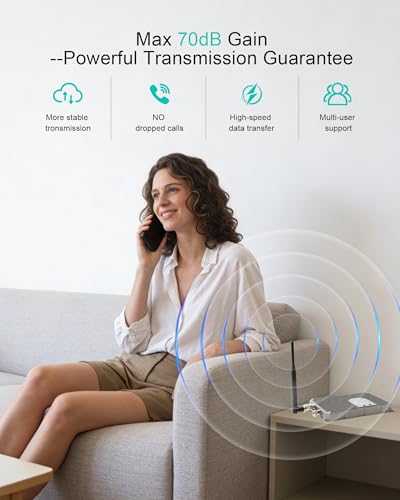 Image of Cell Phone Booster for Home Office, Cell Phone Signal Booster Compatible for 5G 4G LTE 3G-Band 2 /25 /4 /66 /5 /12 /17, FCC Certified | NOT Compatible with Verizon Band 13