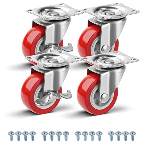 WISD Set of 4 Furniture Castors 50mm, Swivel Castors with 2 Brake up to 140 kg, Silent Swivel casters for Indoor and Outdoor Use Cover