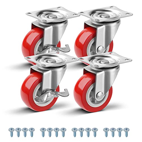 WISD Juego de 4 Ruedas para Muebles con 2 Freno, 50mm Hasta 140kg, Sin marcas de rodadura, Ruedas pequeñas giratorias para interior y exterior Cover