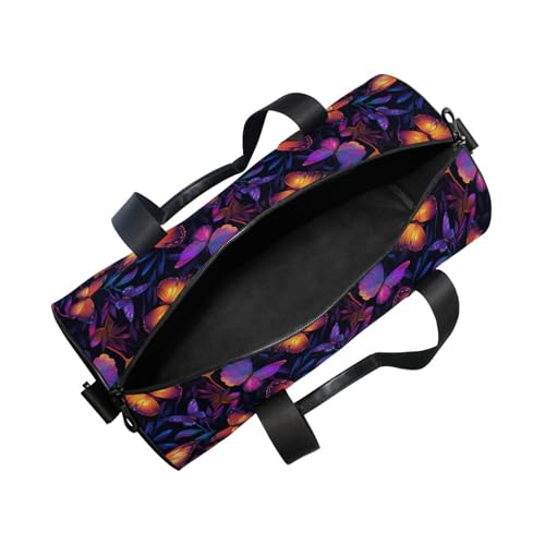 Red Butterfly Sports Duffel Bag Full Print Barrel Gym Bag with Side Zipper Pocket and Inner Compartment, Durable Lightweight Fabric for Sports, Training, Travel and Outdoor Use 5
