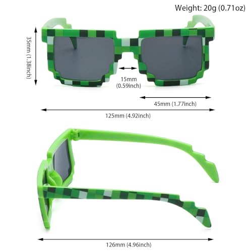 Image of Check Sunglasses Pixel Gangsta Life Funny Novelty Shades With Box Packing (CHECK-GREEN)