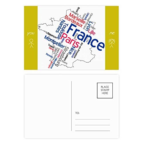 Carte postale France souvenir de ville lot de 20 cartes de remerciement multicolor