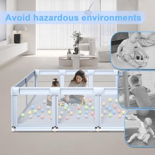besuhot Baby Playpen Baby Playard Large playpen 74 x 50 inch, Playpen for Babies and Toddlers with Gate, Safety Baby Activity Center for Indoor & Outdoor