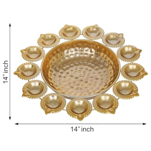 Image of Webelkart Diya Shape Flower Decorative Urli Bowl for Home Handcrafted Bowl for Floating Flowers and Tea Light Candles,Office and Table Decor| Diwali Decoration Items