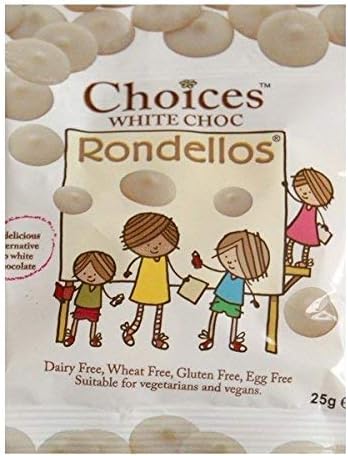 Choices Dairy Free' White Chocolate Buttons Rondellos 25 grams (Pack of 1)