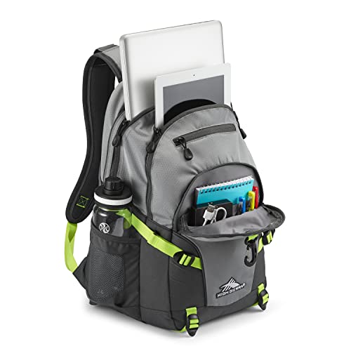 Image of High Sierra Loop Backpack, Steel Grey /Mercury /Neon Green, One Size, Loop Daypack