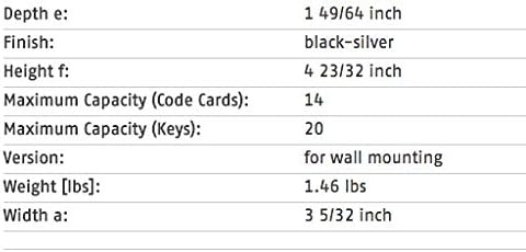 Table of detailed specifications for the ABUS 787 Key Storage Box.
